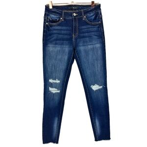 KanCan Dark‎ Wash Distressed Skinny Jeans Size 7/27 Denim Stretchy Casual